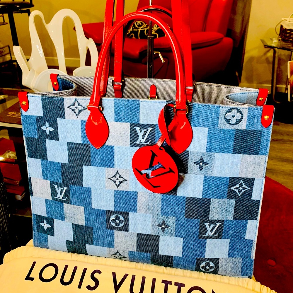 Louis Vuitton On The Go Limited Edition Patchwork Denim GM